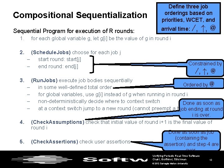 Compositional Sequentialization Sequential Program for execution of R rounds: 1. 2. 3. Define three