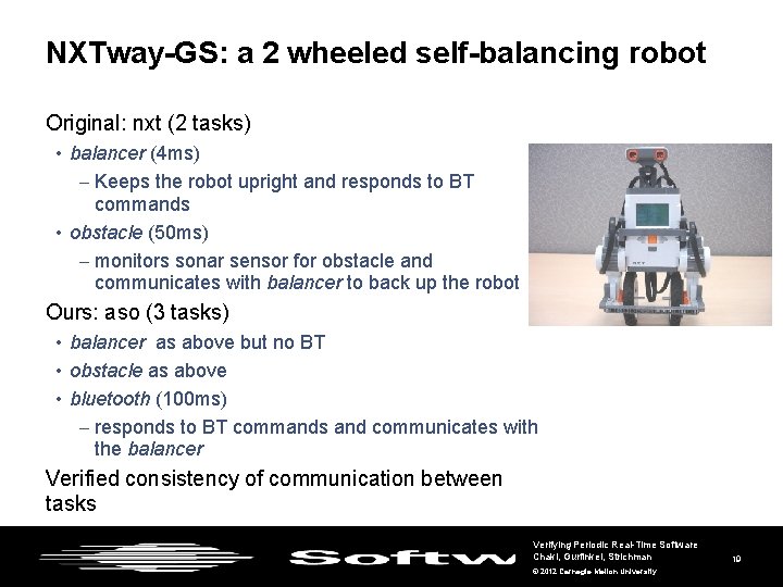 NXTway-GS: a 2 wheeled self-balancing robot Original: nxt (2 tasks) • balancer (4 ms)