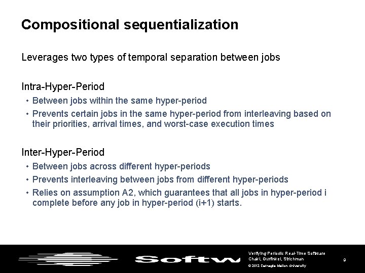 Compositional sequentialization Leverages two types of temporal separation between jobs Intra-Hyper-Period • Between jobs