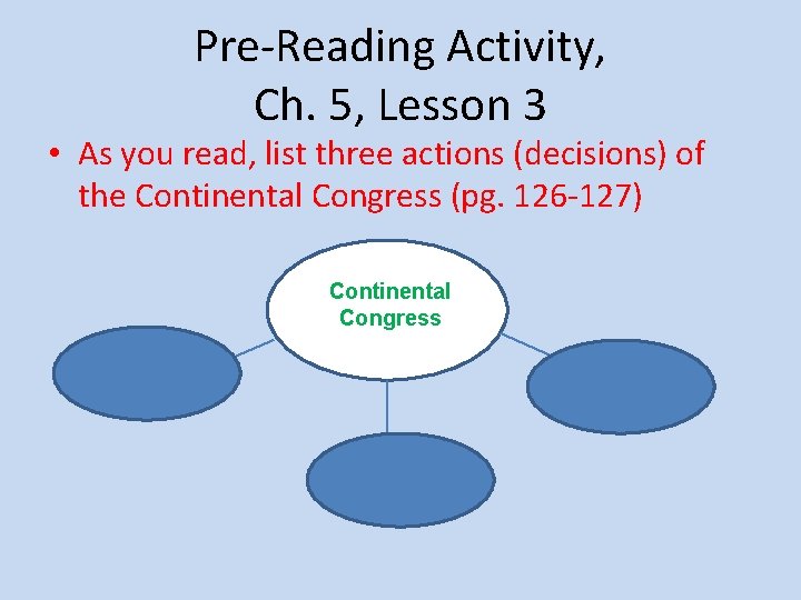 Pre-Reading Activity, Ch. 5, Lesson 3 • As you read, list three actions (decisions)