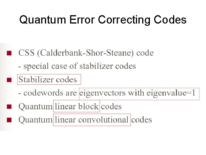 Quantum Error Correcting Codes 