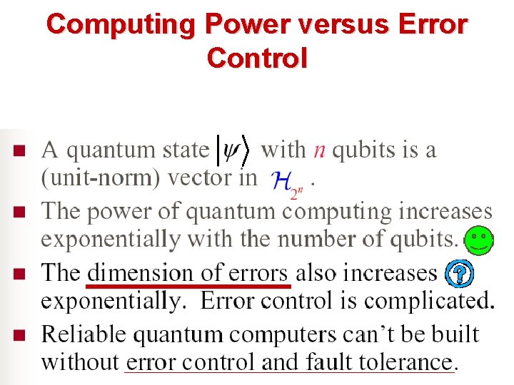 Computing Power versus Error Control 