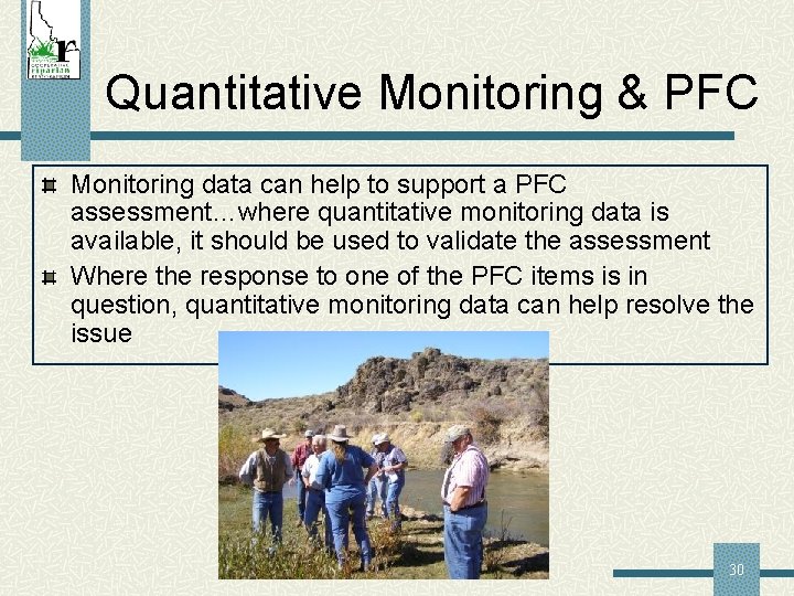 Quantitative Monitoring & PFC Monitoring data can help to support a PFC assessment…where quantitative