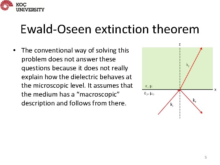 Ewald-Oseen extinction theorem • The conventional way of solving this problem does not answer