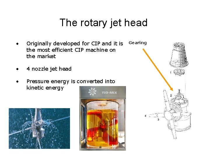 The rotary jet head • Originally developed for CIP and it is the most