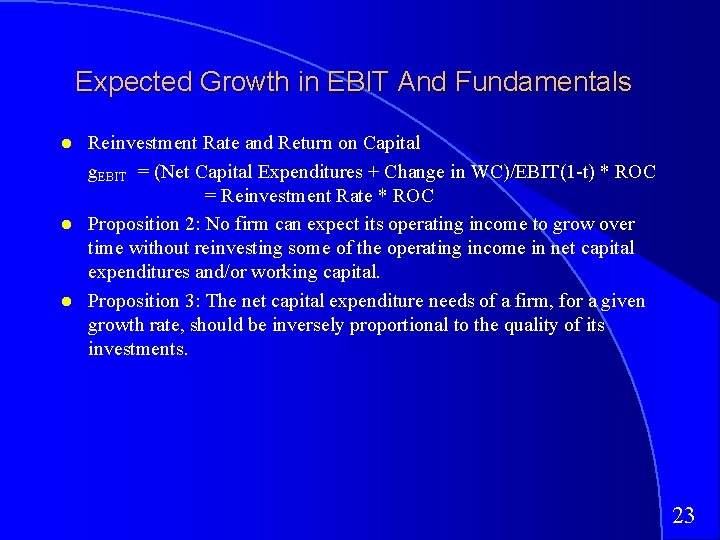Expected Growth in EBIT And Fundamentals Reinvestment Rate and Return on Capital g. EBIT Expected Growth in EBIT And Fundamentals Reinvestment Rate and Return on Capital g. EBIT