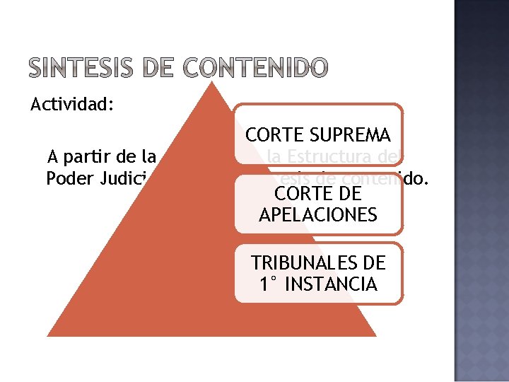 Actividad: CORTE SUPREMA A partir de la Pirámide de la Estructura del Poder Judicial Actividad: CORTE SUPREMA A partir de la Pirámide de la Estructura del Poder Judicial