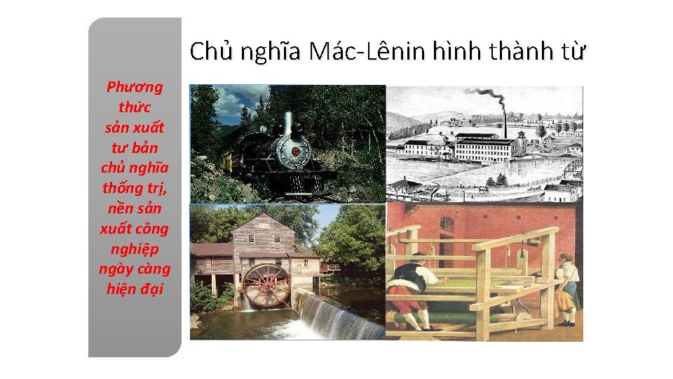 Chủ nghĩa Mác-Lênin hình thành từ Phương thức sản xuất tư bản chủ nghĩa Chủ nghĩa Mác-Lênin hình thành từ Phương thức sản xuất tư bản chủ nghĩa