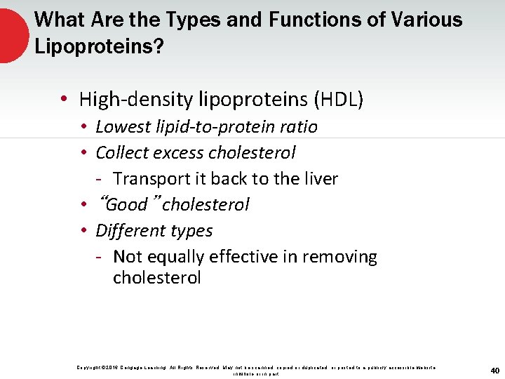 What Are the Types and Functions of Various Lipoproteins? • High-density lipoproteins (HDL) •