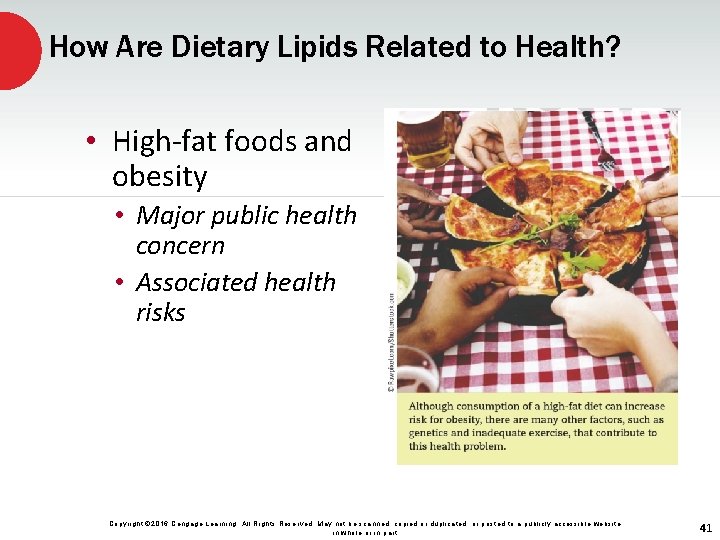 How Are Dietary Lipids Related to Health? • High-fat foods and obesity • Major