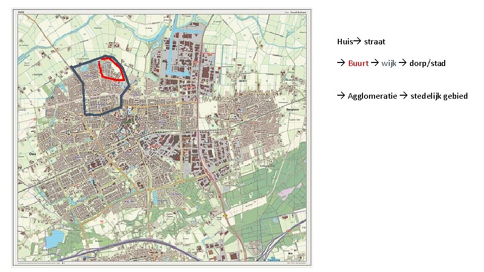 Huis straat Buurt wijk dorp/stad Agglomeratie stedelijk gebied 