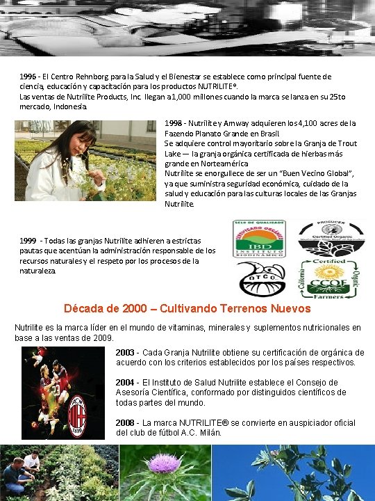 1996 - El Centro Rehnborg para la Salud y el Bienestar se establece como