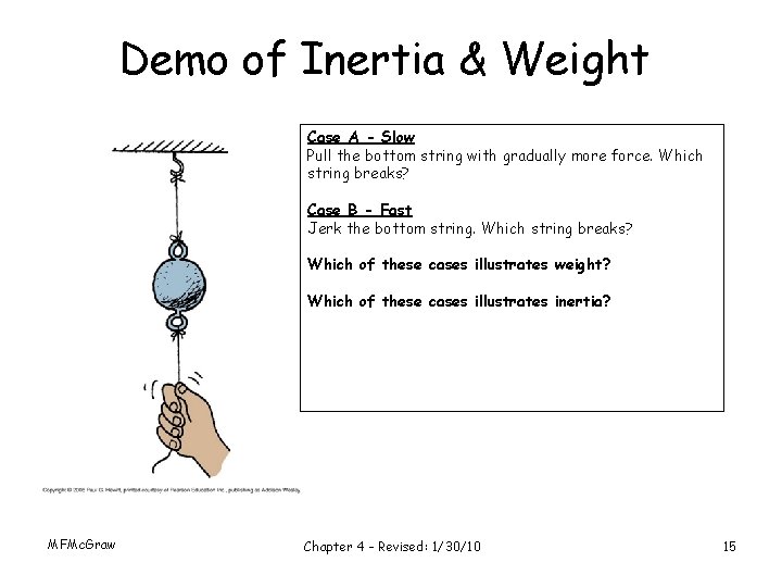 Demo of Inertia & Weight Case A - Slow Pull the bottom string with