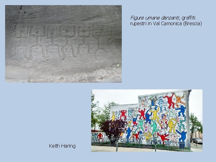 Figure umane danzanti, graffiti rupestri in Val Camonica (Brescia) Keith Haring 