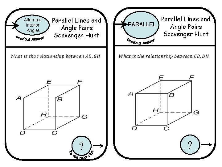 Alternate Interior Angles Parallel Lines and Angle Pairs Scavenger Hunt Parallel Lines and PARALLEL