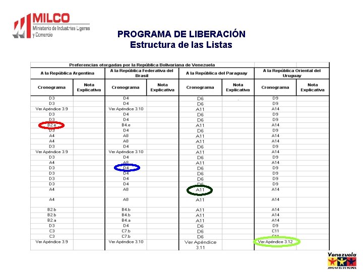 PROGRAMA DE LIBERACIÓN Estructura de las Listas 