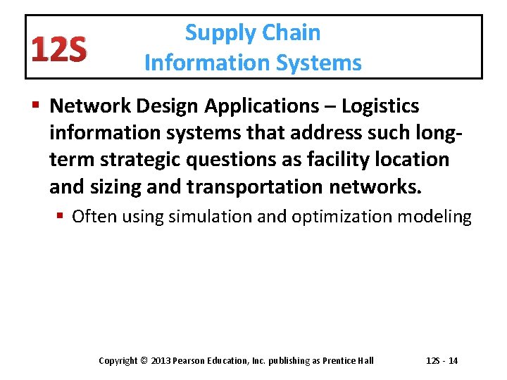 Supply Chain Information Systems Chapter 12 Supplement 12