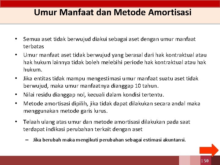 Umur Manfaat dan Metode Amortisasi • Semua aset tidak berwujud diakui sebagai aset dengan