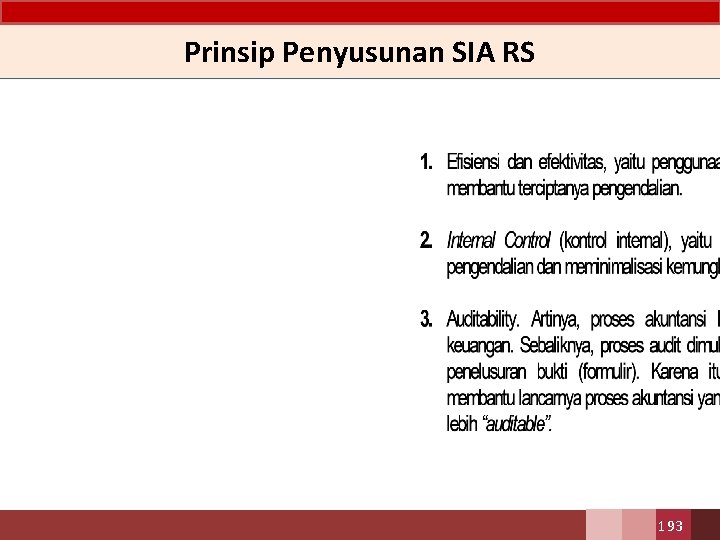 Prinsip Penyusunan SIA RS 193 