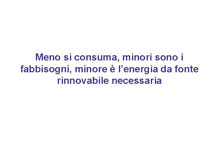 Meno si consuma, minori sono i fabbisogni, minore è l’energia da fonte rinnovabile necessaria