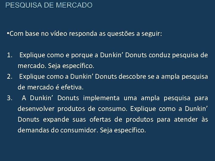  • Com base no vídeo responda as questões a seguir: 1. Explique como