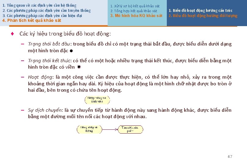 1. Tổng quan về xác định yêu cầu hệ thống 2. Các phương pháp