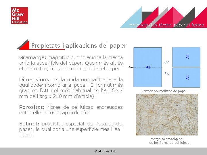 Materials d’ús tècnic: papers i fustes Propietats i aplicacions del paper Gramatge: magnitud que