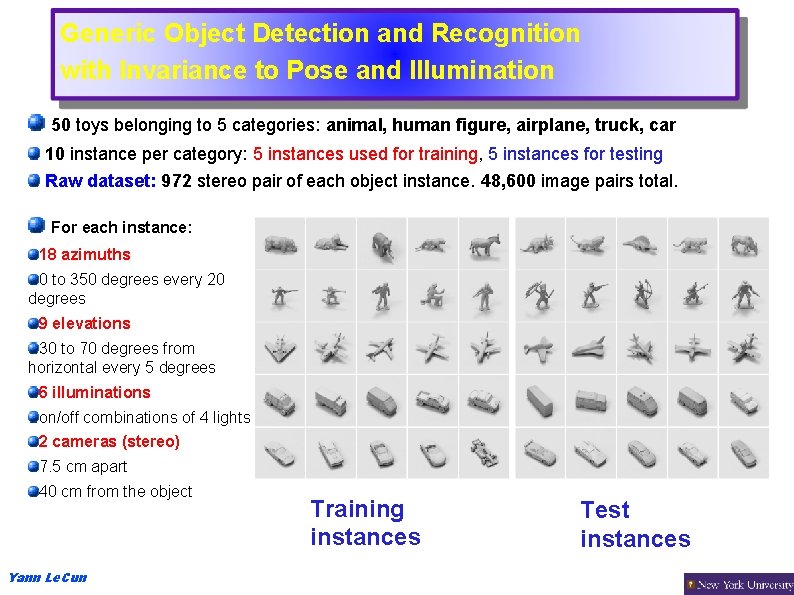 Generic Object Detection and Recognition with Invariance to Pose and Illumination 50 toys belonging