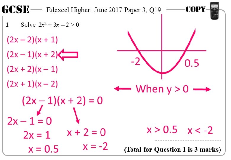 GCSE 1 Edexcel Higher: June 2017 Paper 3, Q 19 Solve 2 x 2