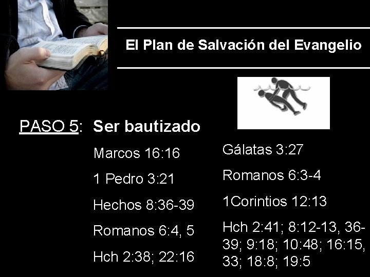 El Plan de Salvación del Evangelio PASO 5: Ser bautizado Marcos 16: 16 Gálatas