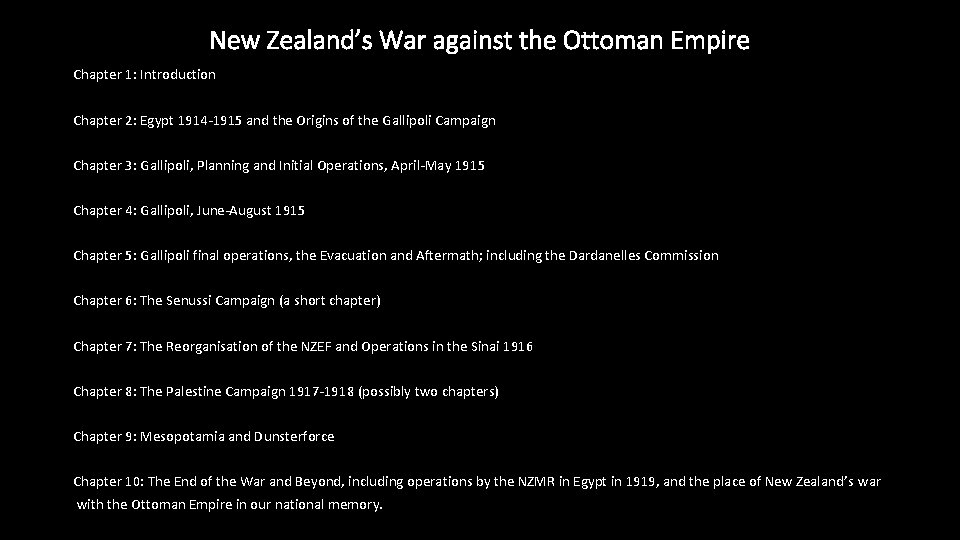 New Zealand’s War against the Ottoman Empire Chapter 1: Introduction Chapter 2: Egypt 1914