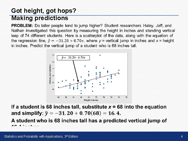 Got height, got hops? Making predictions • Statistics and Probability with Applications, 3 rd