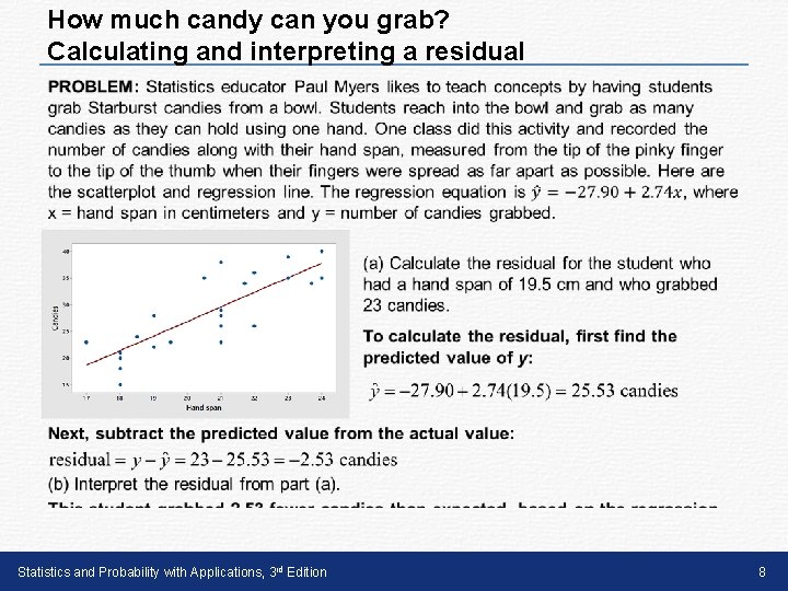 How much candy can you grab? Calculating and interpreting a residual • Statistics and