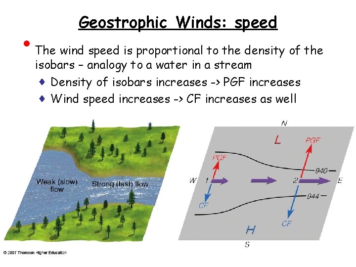  • Geostrophic Winds: speed The wind speed is proportional to the density of