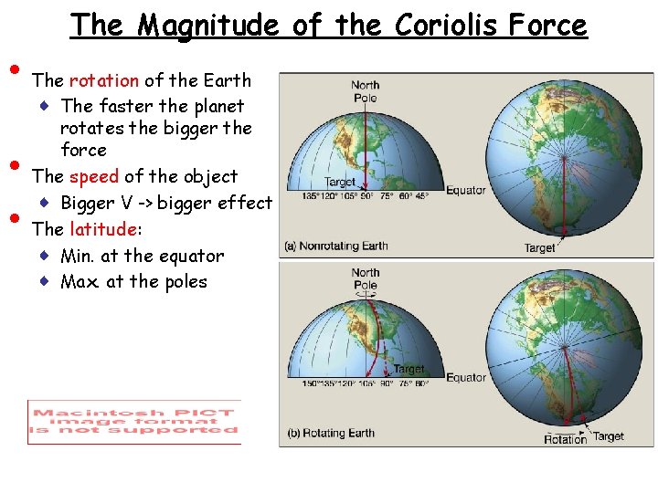  • • • The Magnitude of the Coriolis Force The rotation of the