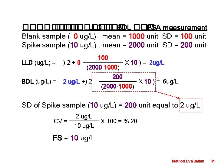 �������� LLD ��� BDL ��� PSA measurement Blank sample ( 0 ug/L) : mean