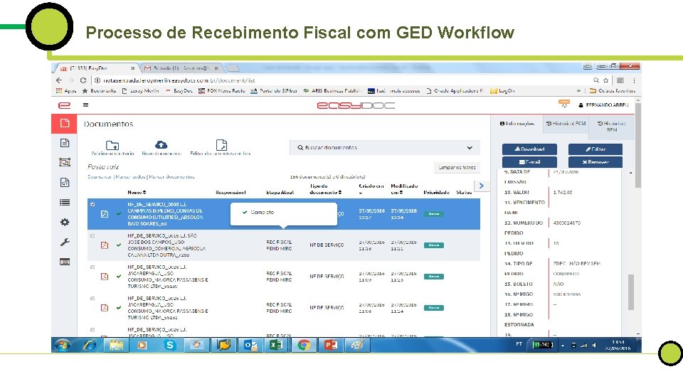 Processo de Recebimento Fiscal com GED Workflow 