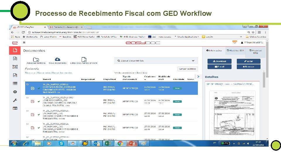 Processo de Recebimento Fiscal com GED Workflow 