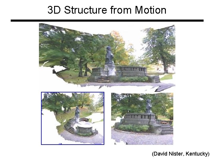 3 D Structure from Motion (David Nister, Kentucky) 3 D Structure from Motion (David Nister, Kentucky)