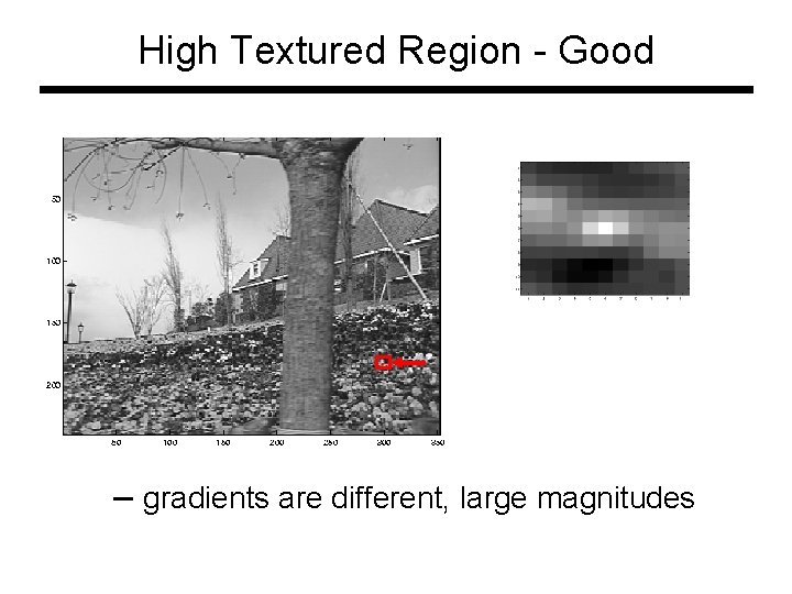 High Textured Region - Good – gradients are different, large magnitudes High Textured Region - Good – gradients are different, large magnitudes