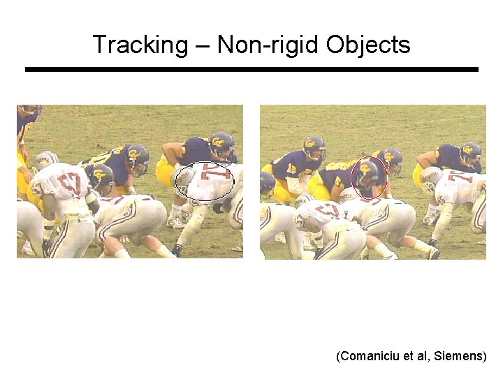 Tracking – Non-rigid Objects (Comaniciu et al, Siemens) Tracking – Non-rigid Objects (Comaniciu et al, Siemens)