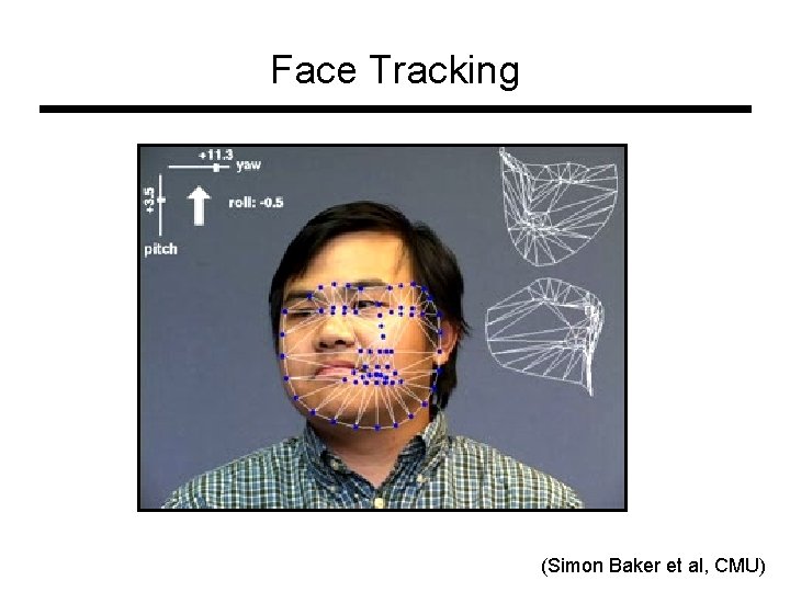 Face Tracking (Simon Baker et al, CMU) Face Tracking (Simon Baker et al, CMU)