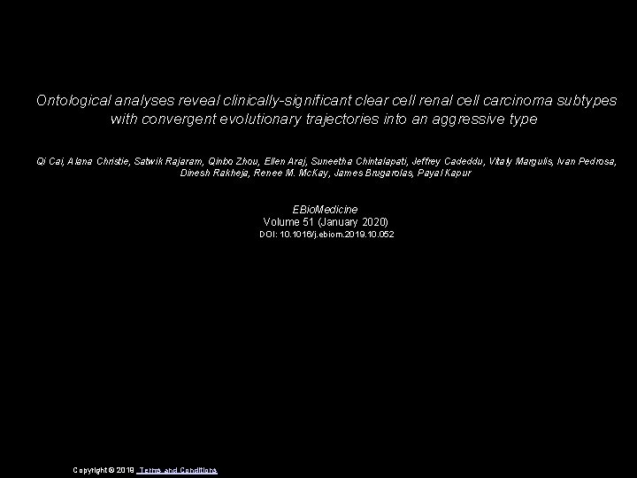 Ontological analyses reveal clinically-significant clear cell renal cell carcinoma subtypes with convergent evolutionary trajectories
