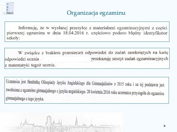 Organizacja egzaminu 