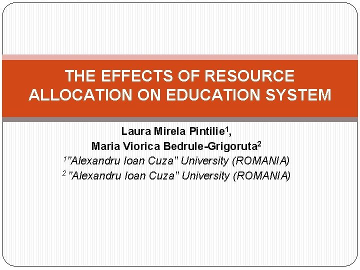 THE EFFECTS OF RESOURCE ALLOCATION ON EDUCATION SYSTEM