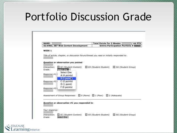 Portfolio Discussion Grade 