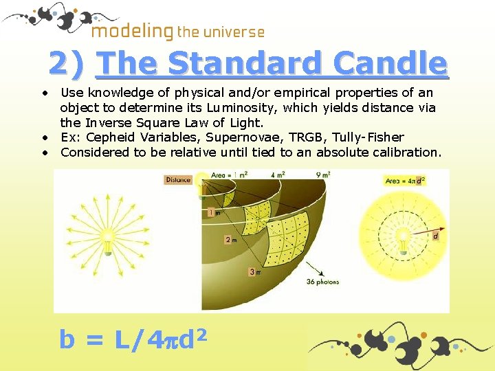 2) The Standard Candle • Use knowledge of physical and/or empirical properties of an
