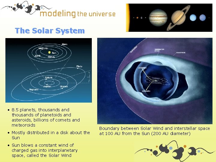 The Solar System • 8. 5 planets, thousands and thousands of planetoids and asteroids,