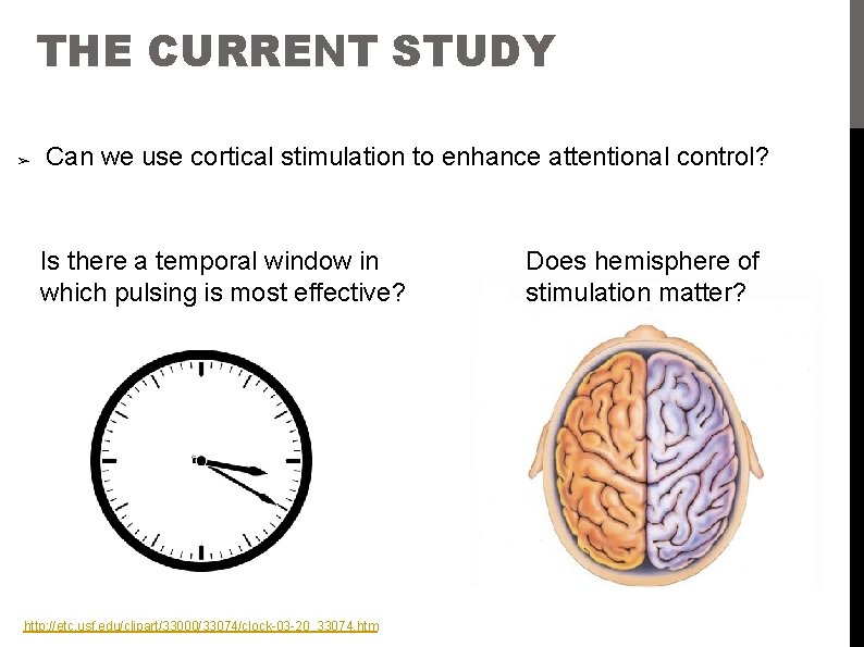 THE CURRENT STUDY ➢ Can we use cortical stimulation to enhance attentional control? Is
