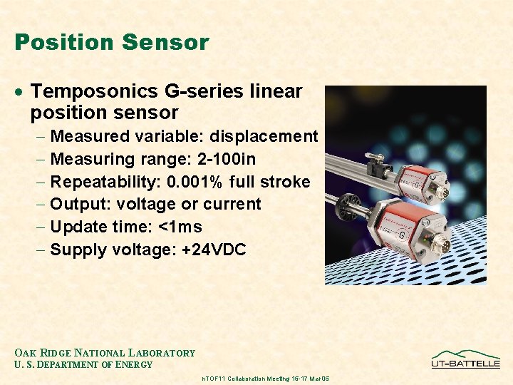 Position Sensor · Temposonics G-series linear position sensor - Measured variable: displacement - Measuring